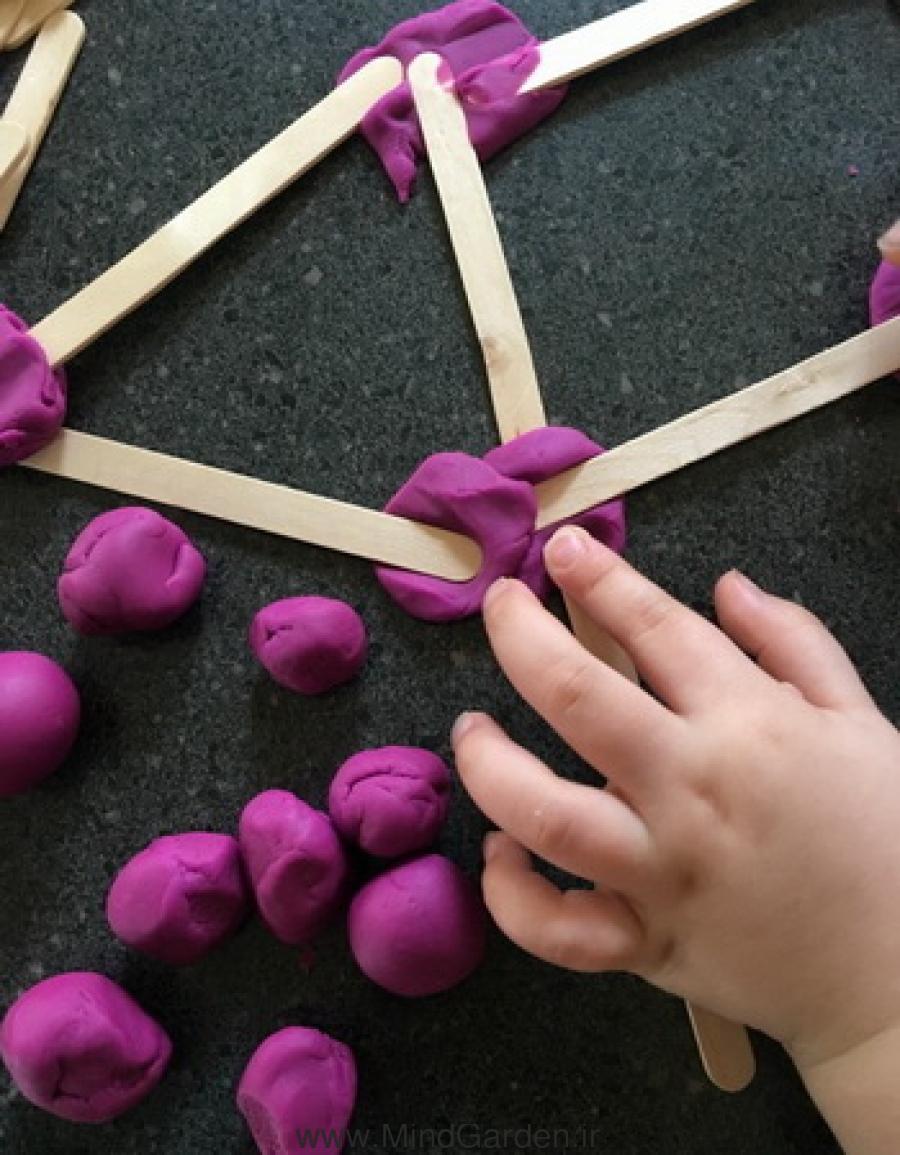 2D shape activity using craft sticks and play dough